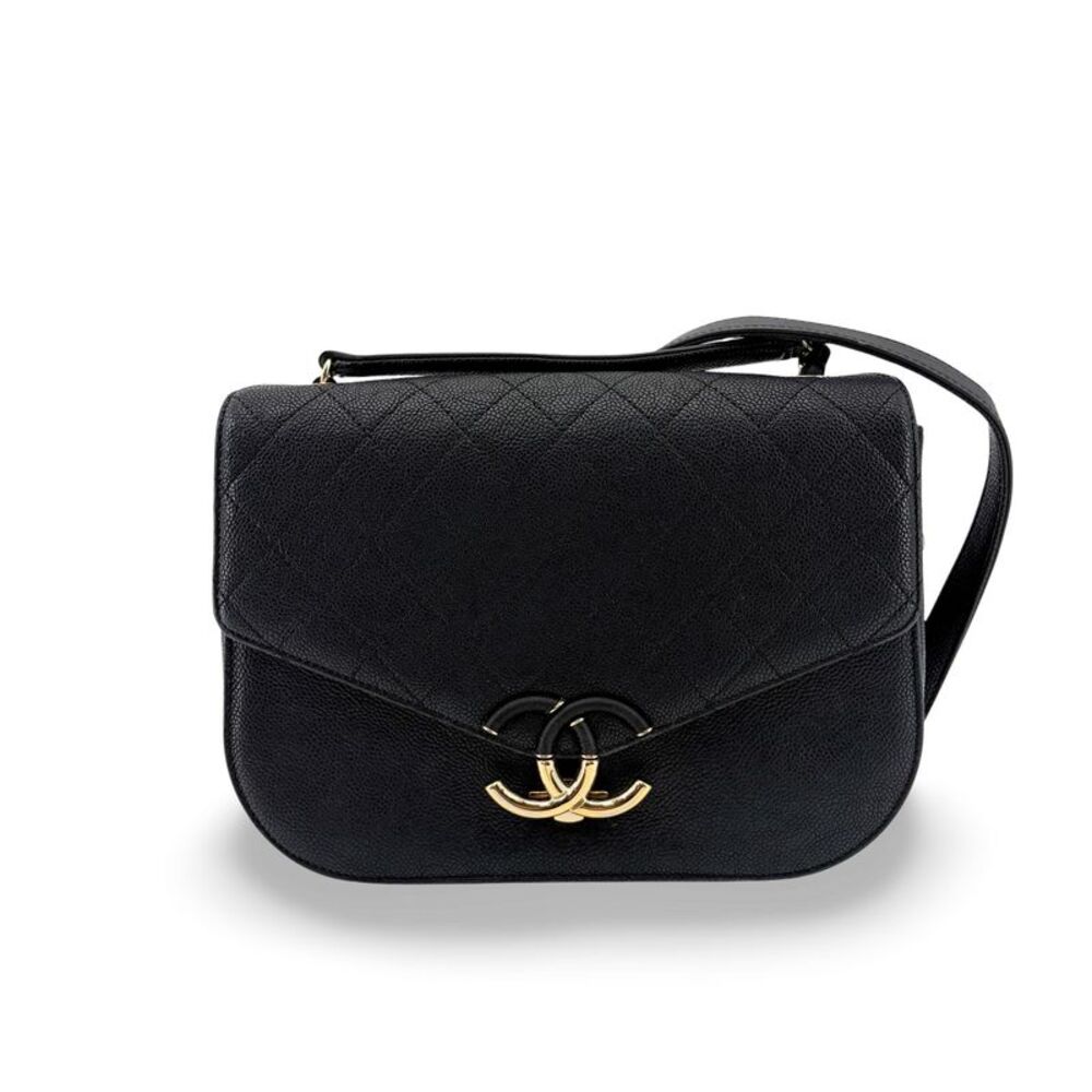 Chanel Coco Curve Flap Bag Medium Black Gold Hardware